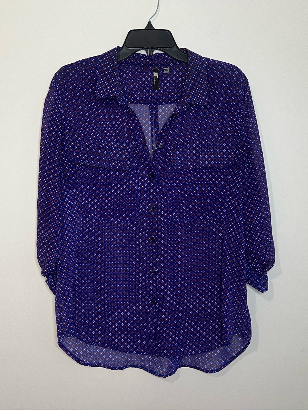 Kut from the Kloth Purple Printed Button-Front Blouse